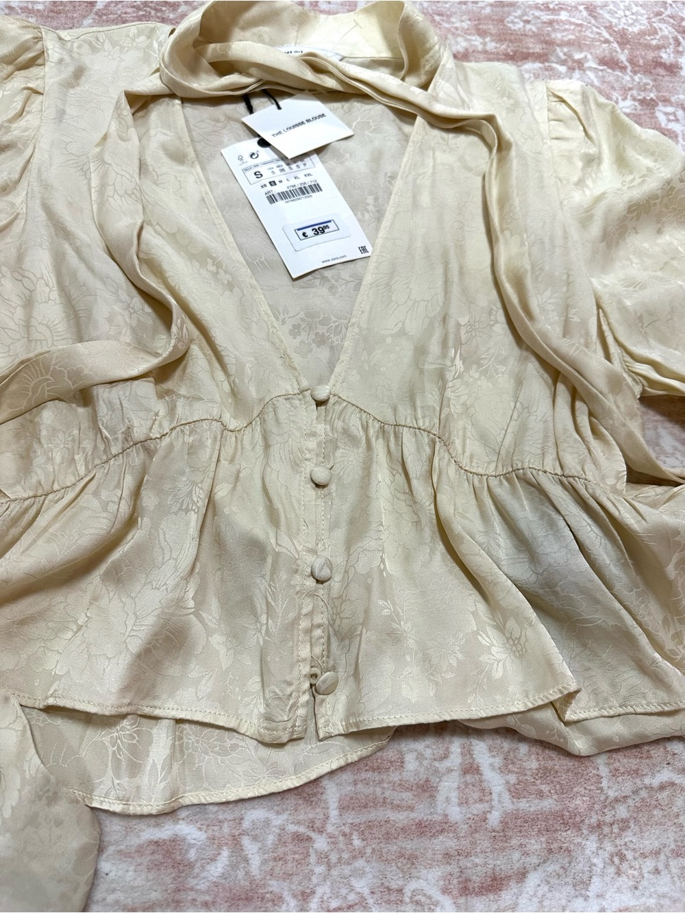NWT Zara Satin Jacquard Blouse - Picture 8 of 12